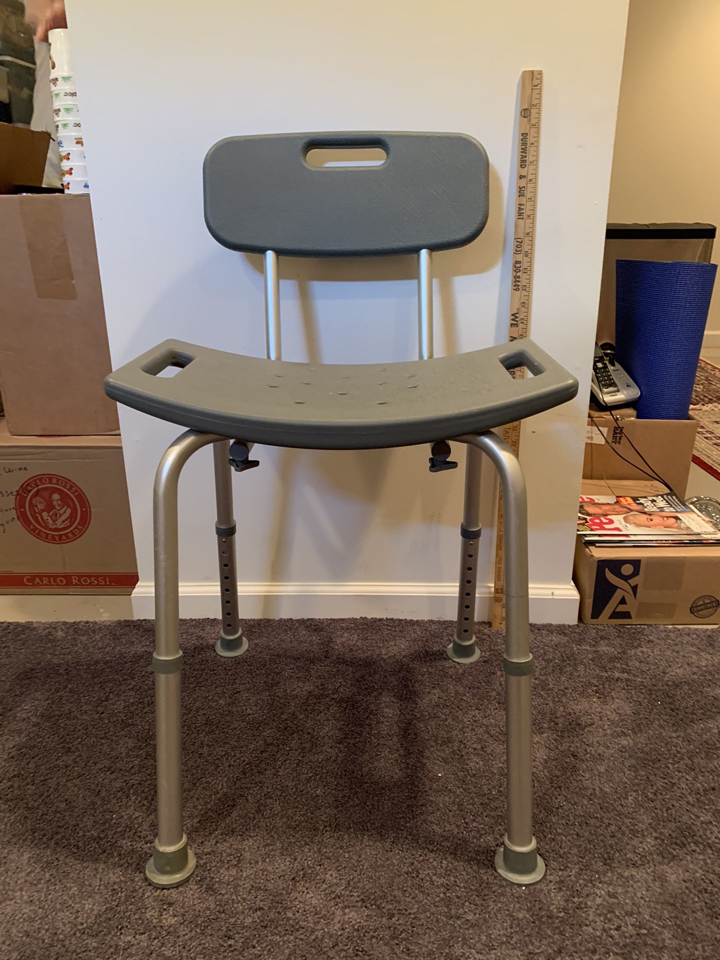 Aluminum bath/shower chair with back