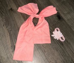 pink satin bow and flower headband accessory lot