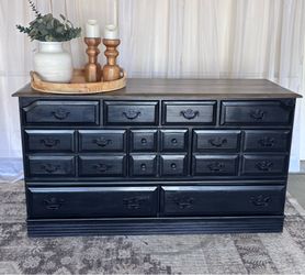 🖤 dresser black brown 9 nine drawers tv stand chest of drawers bedroom cajonera vintage maple