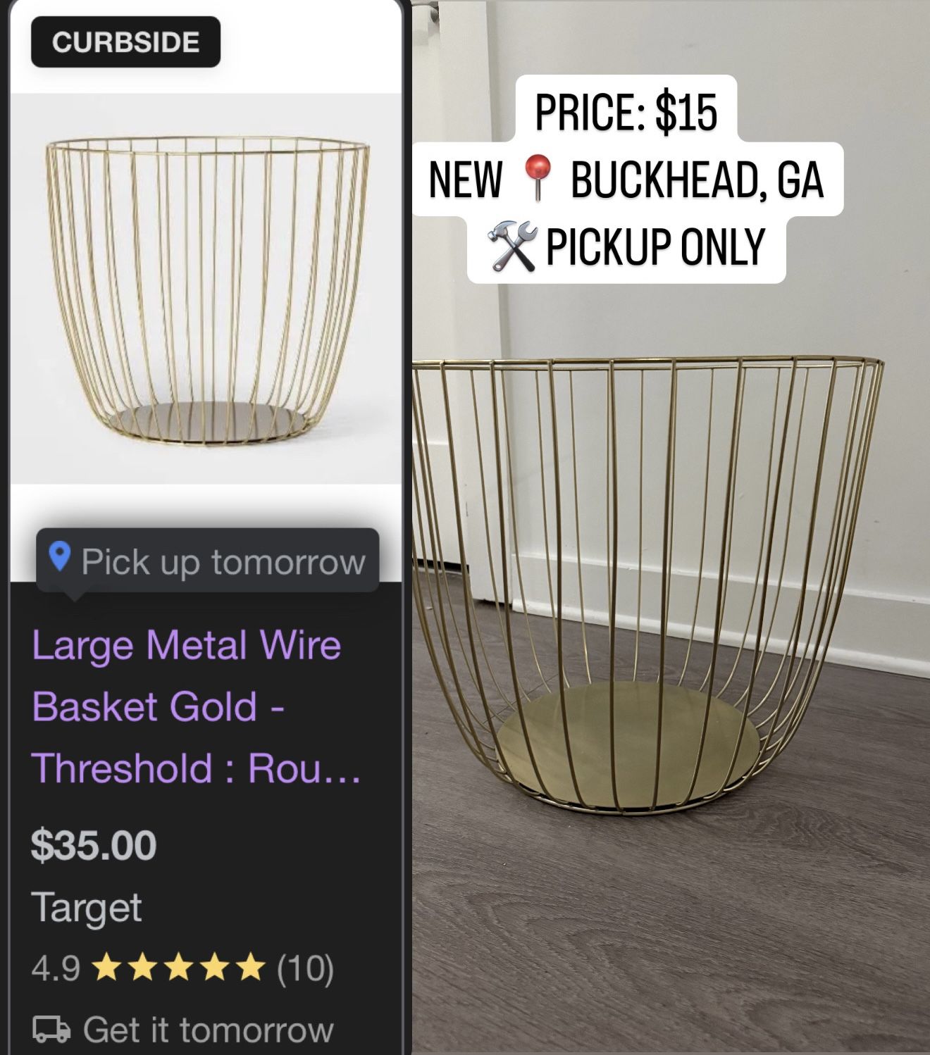 $15 ✨ GOLD METAL WIRE BASKET – NEW! ✨