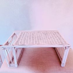 White Wicker Rattan Bed Tray