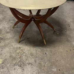 1950’s 28” Mid Century Asian Brass Tray Top Table in Great Condition 