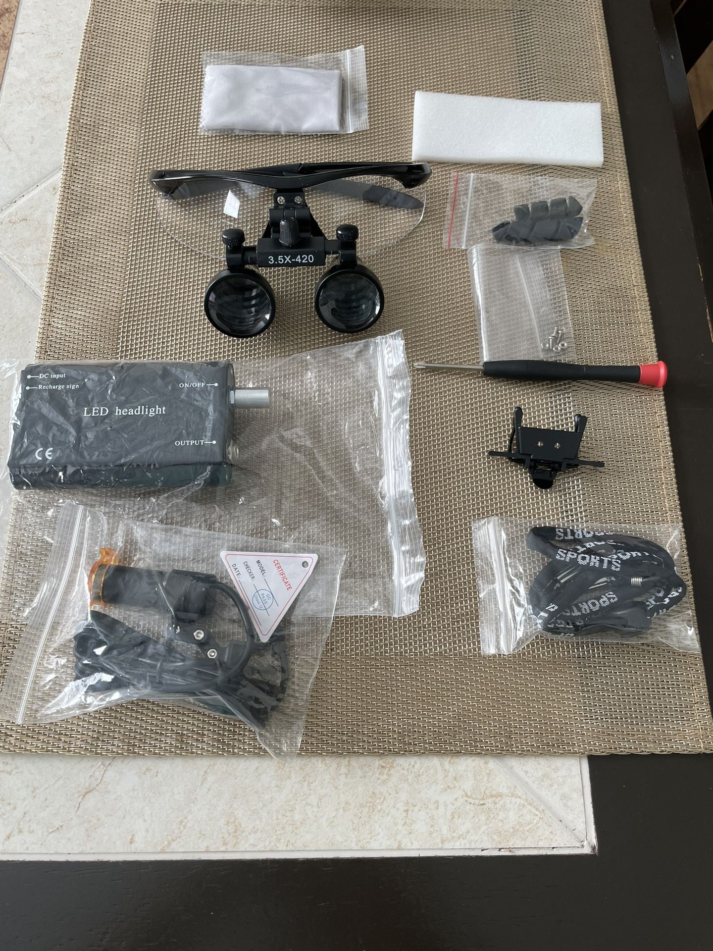 3.5 X 16.535 In Binocular Magnifying Glass With LED Main Light Silver Aluminum Case, Premium Optics Offer Lean Images