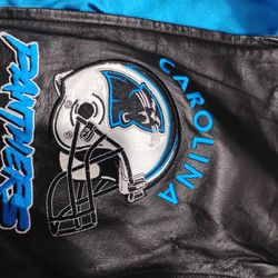 '90s Carolina Panthers Leather Bomber Jacket