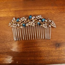 Bridal Hair Piece w/blue Stones