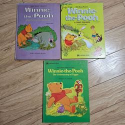 Vintage 1960’s  1970's Disney Winnie the Pooh Books, Lot of 3 by AA Milne Hardcovers / *MINOR DEFECTS: (2) Books Have Writing in Them (See Pics), Book