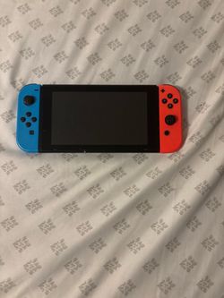 Nintendo Switch with Neon Blue and Red Joy-Cons