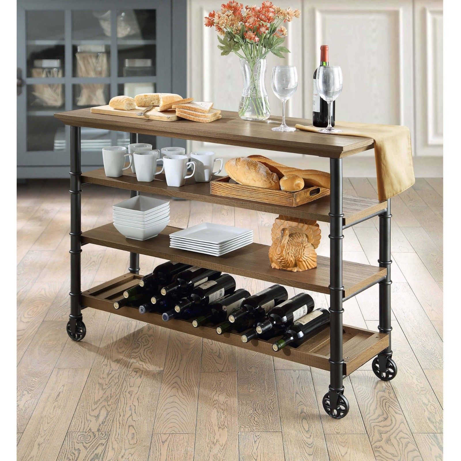 Kitchen Cart, wine rack tv stand