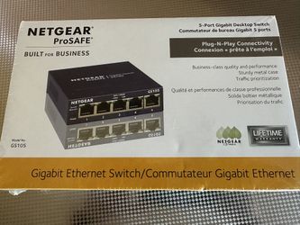 Sealed NIB: NETGEAR 5-Port Gigabit Ethernet Switch (GS105NA)