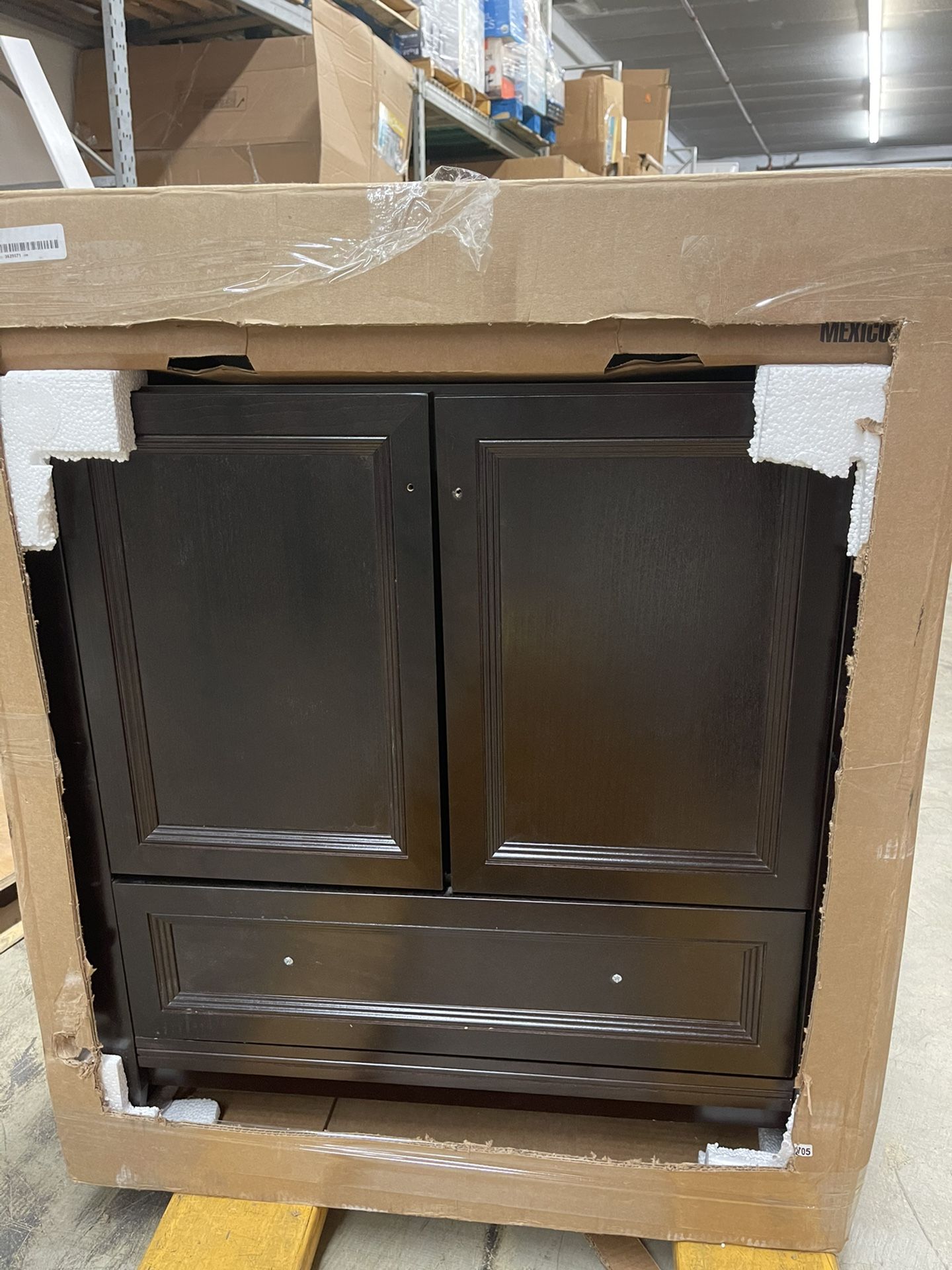 Glacier Bay Delridge 31 in. W x 19 in. D Bathroom Vanity in Chocolate with Solid Surface Vanity Top in Caramel