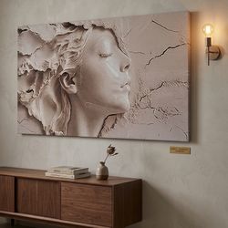 Large Textured Portrait Canvas Wall Art - Modern Home Decor