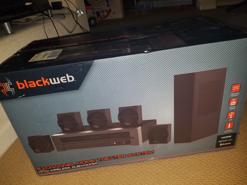 Blackweb 5.1 Surround Sound Home Auudio Set with Wireless Subwoofer