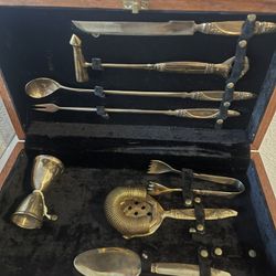 Antique Brass Bar Set