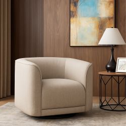 Beige Modern Swivel Accent Barrel Chair [NEW] **Assembly Req** 