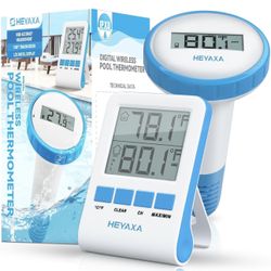 Pool Thermometer, Wireless Floating Easy Read, IPX8 Waterproof Digital Pool Thermometer for Swimming Pool,Hot Tubs, SPA, Aquarium (Blue, 1 Sensor