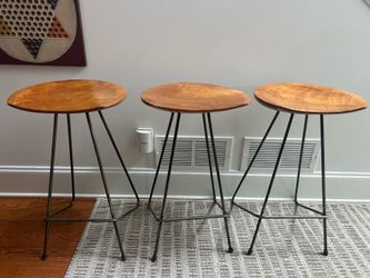 3 Stools Wood Iron Sturdy Perch Anthro W Elm