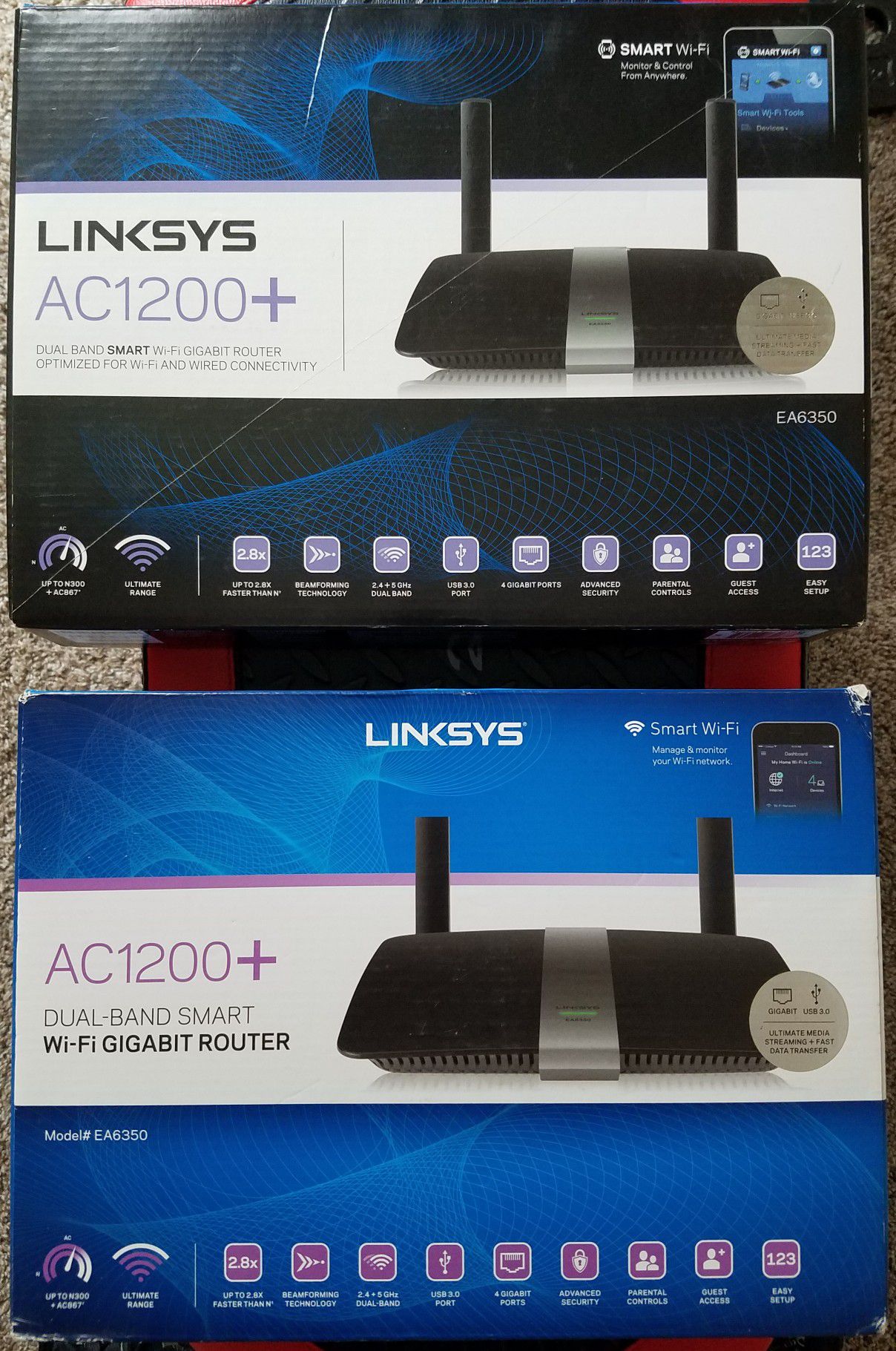 2 LINKSYS Wi-Fi GIGABIT Routers