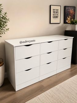 White 9 drawer dresser