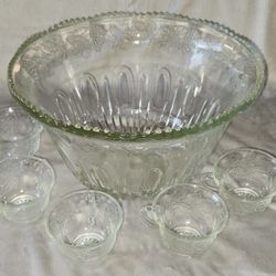Indiana Glass Punch Bowl with 5 Glasses