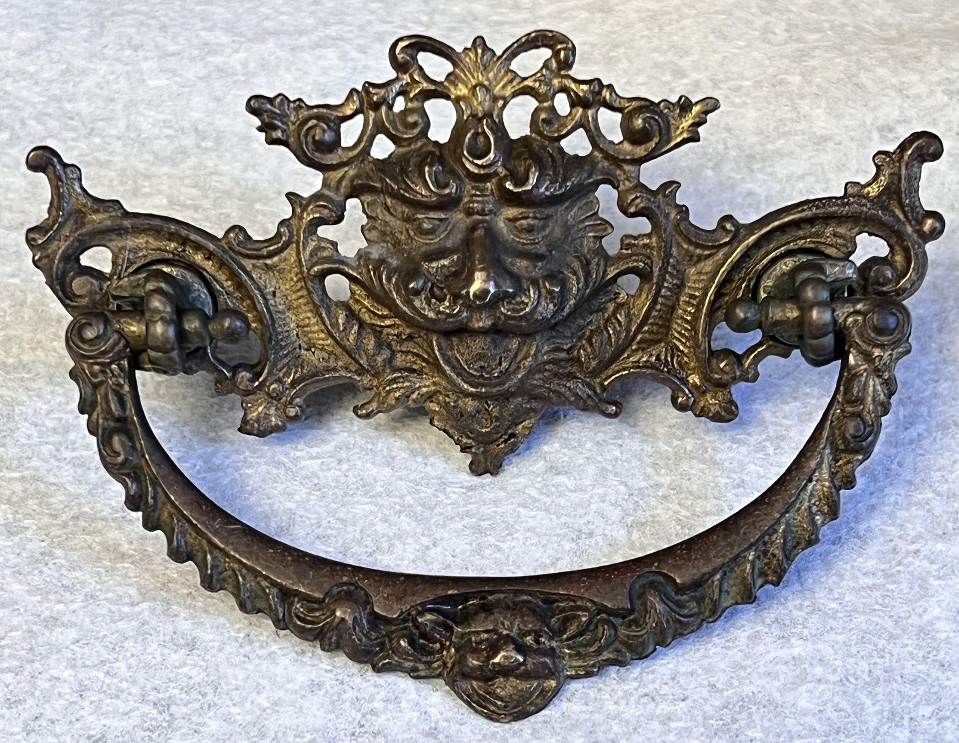 19th Century Northwind Lions Head Drawer Pull 