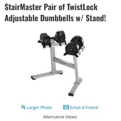 stairmaster ajustable dumbbells with stand