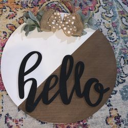 New Large Handcrafted Hello Sign
