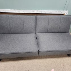 Modern Gray Futon Sofa – Converts to Bed