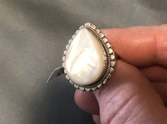 Mother Of Pearl & Silver Ring Size 7