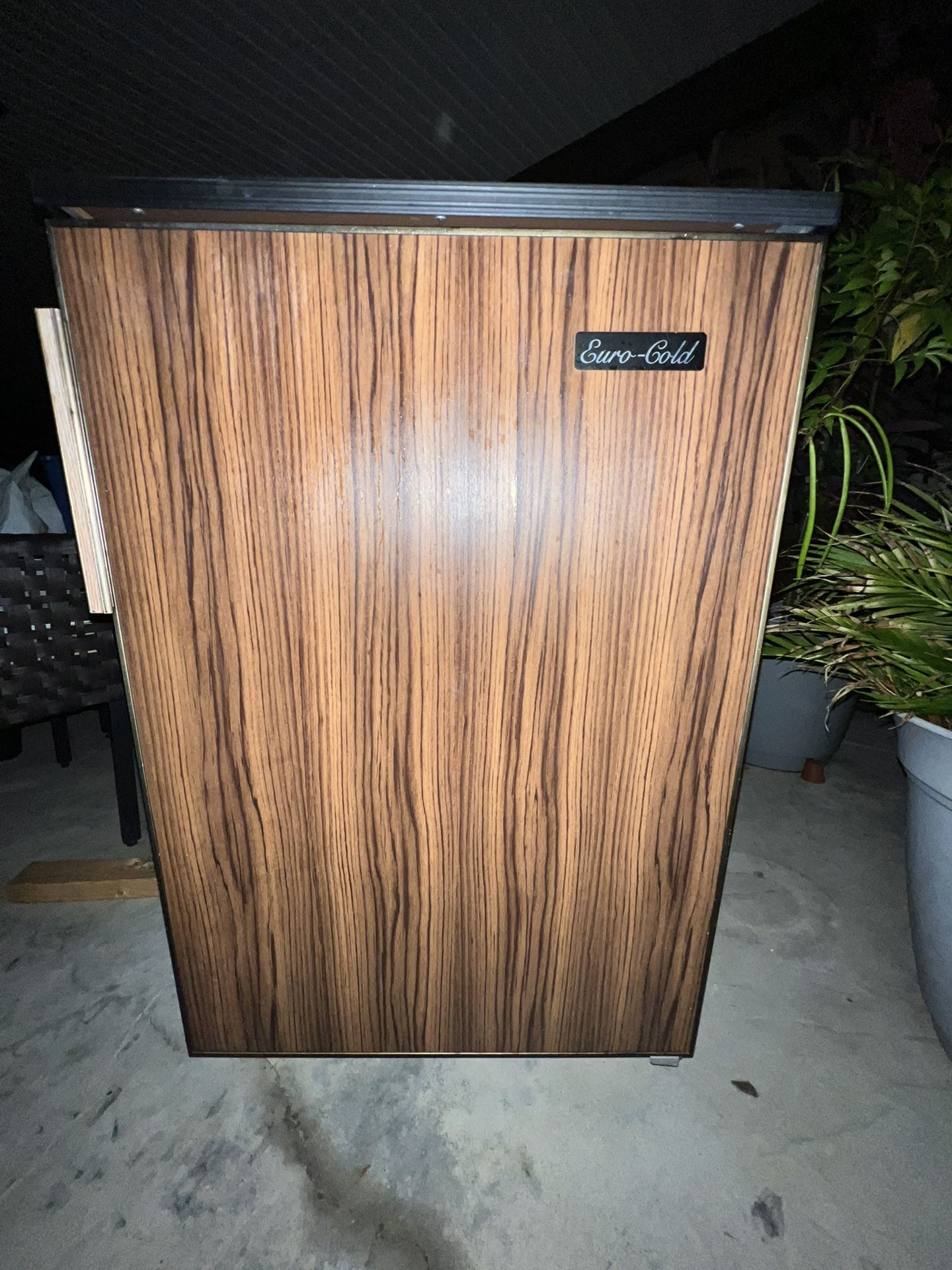 Mini Fridge - Rare Vintage brown Woodgrain Look