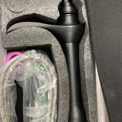 BWE Matte Black Vessel 1-Handle WaterSense Waterfall Bathroom Sink Faucet with Drain