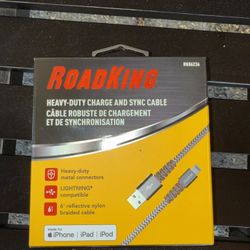 RoadKing RK06236 6' Heavy-Duty Fast Charge & Sync Cable Iphone Ipad Ipod