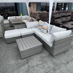 Cherry Point Gray 4pc Outdoor Sectional Set w/ Coffee Table
