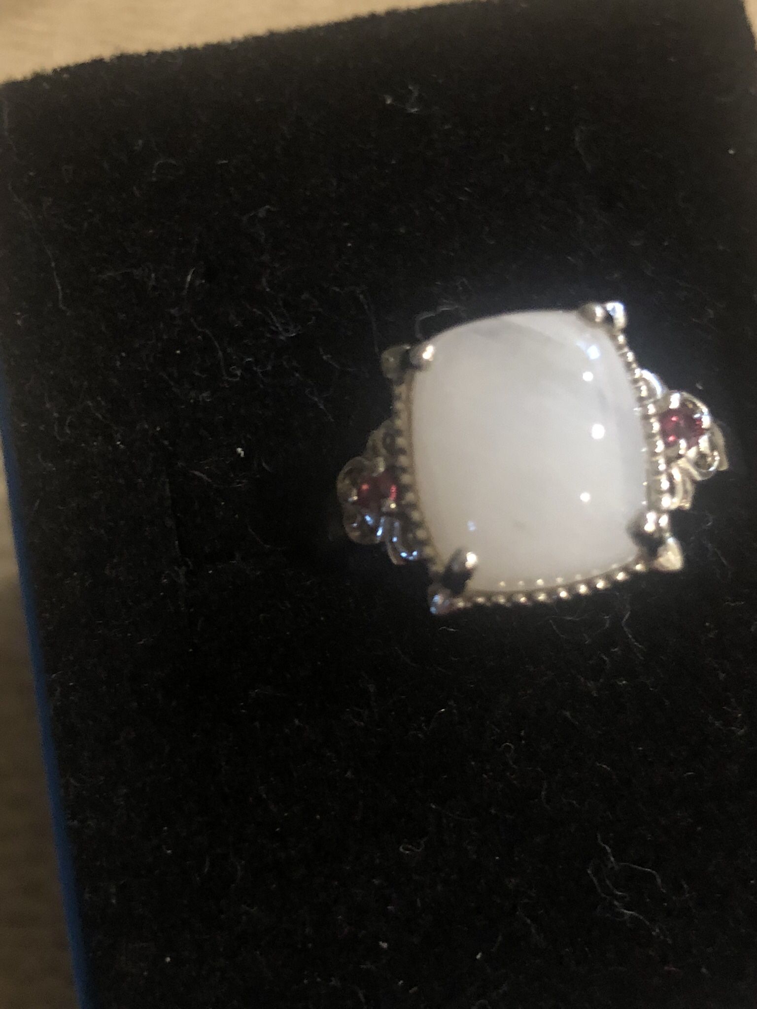 Rainbow Moonstone With Orissa Rhodolite Garnet Ring