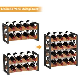 new: 2-in-1 Wine Rack Countertop, Small Wine Rack Organizer Holder