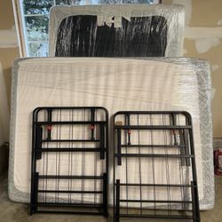 Two Full Beds And One Bed Frame 