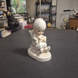 "The Purr-Fect Grandma" Grandma In Her Rocking Chair With Her Cat On Her Lap, Vintage 1979 Precious Moments Bisque Porcelain 5"H X 4"W