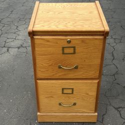 Oak File Cabinet + Key