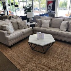 Brand New 🎉$10 Down Payment Finance 🌌Claredon Linen 2 Piece Living Room Set