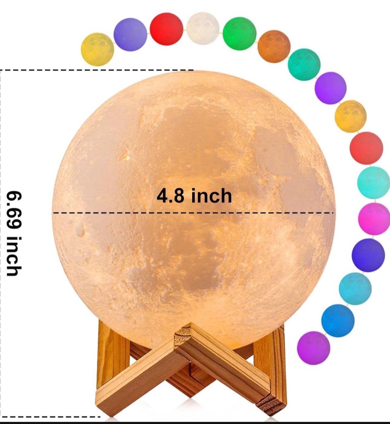 Moon Lamp, 16 Colors LED Night Light for Kids 3D Printing Moon Light with Stand& Remote/Touch Control & Timing, Moon Light Lamp for Kid Friend Birthda