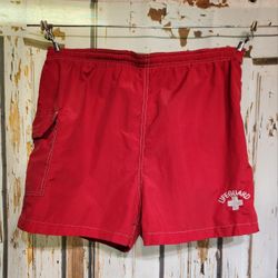 UDE Pool Rules Red Lifeguard Female Shorts L