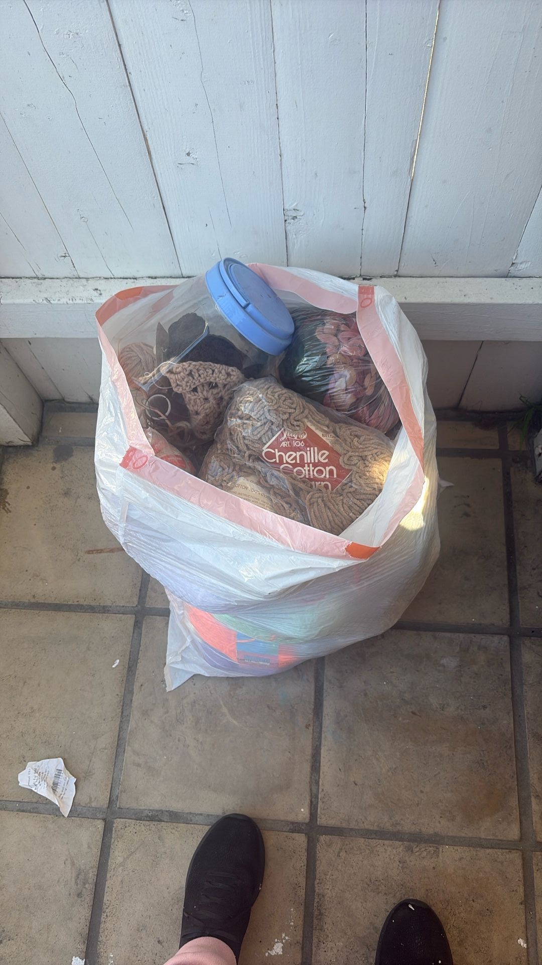 A Bag Full Of Yarn Balls And Some Thread 