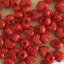 Red Heart Beads Acrylic Plastic Beads 1cm 650 Pcs Crafts Bracelet Necklace Art 