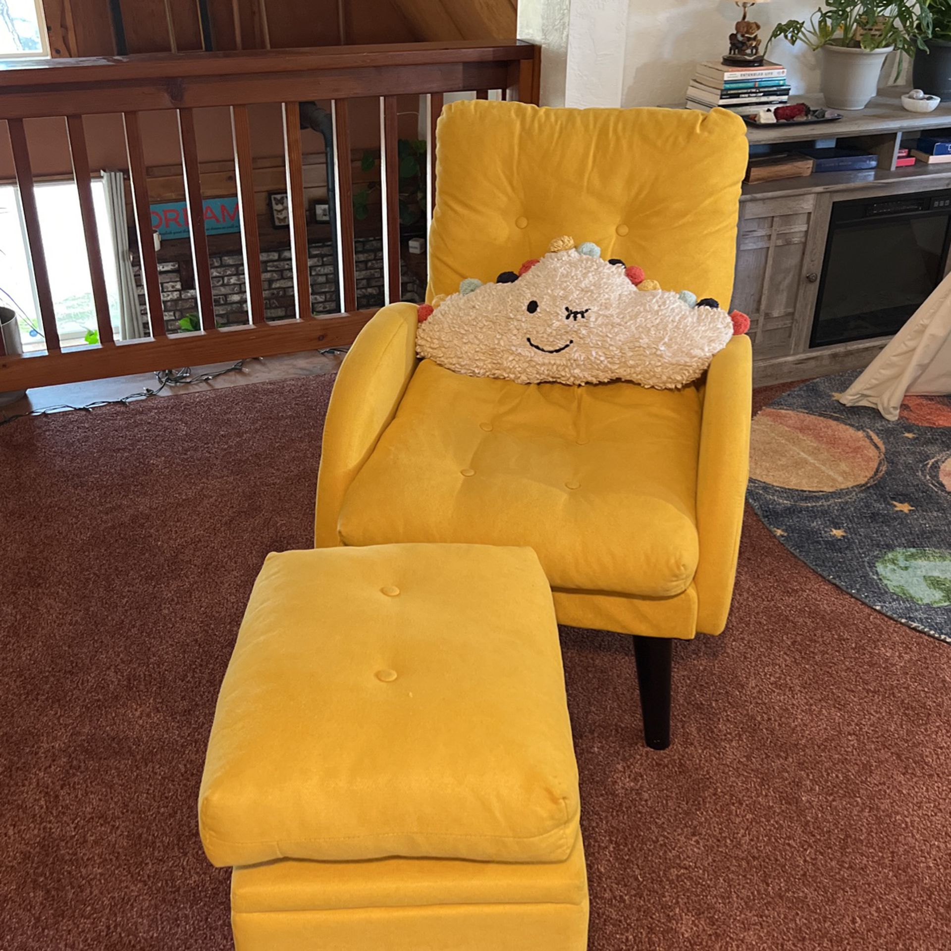 Yellow Lounge Chair And Ottoman