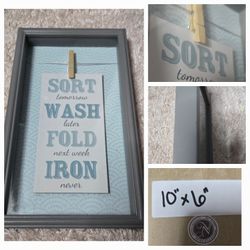 Laundry Room Wall Decor Shadow Box Design, Wall Art, Sort Wash Fold Iron