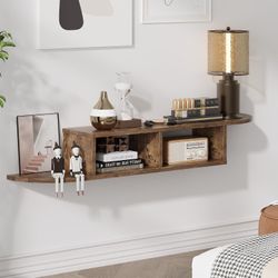 🔥 Floating TV Stand, 55" Floating Entertainment Center with Storage, Floating TV Shelf Wall Mounted for Under TV, Living Room, Bedroom, Walnut