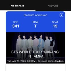 BTS Upper level Ticket