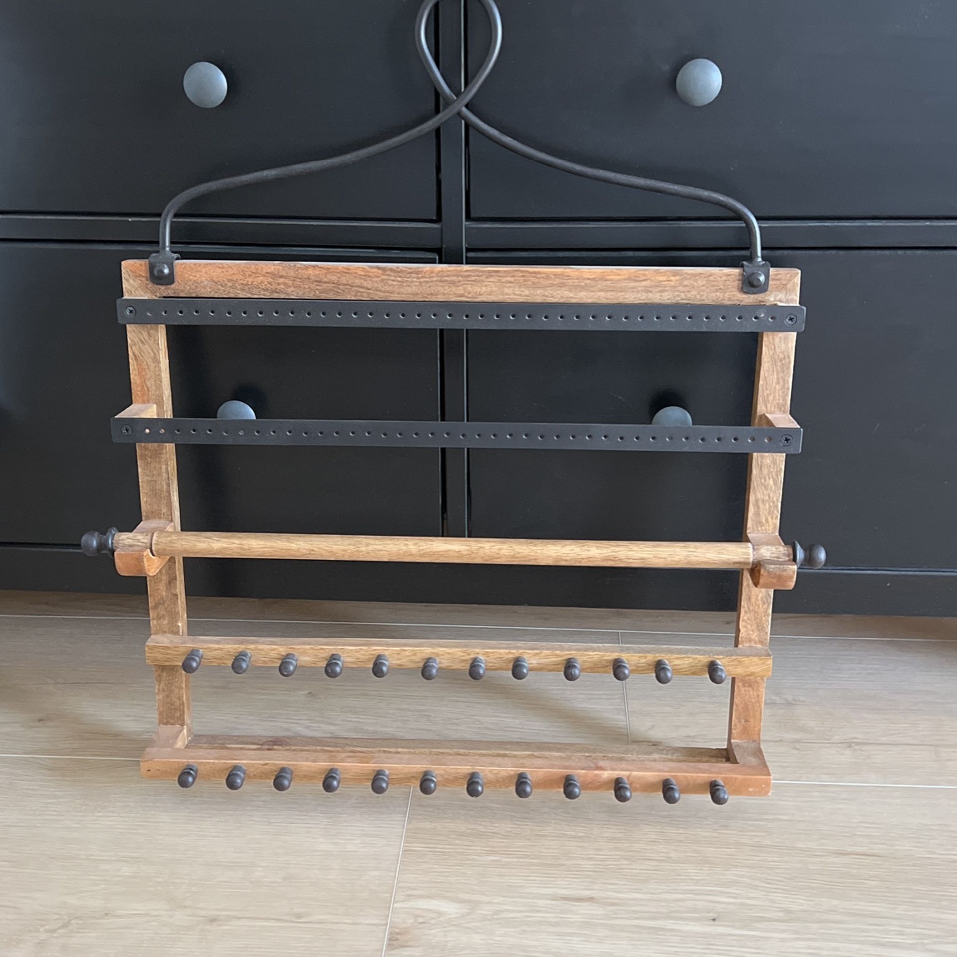 Pottery Barn Pine And Iron Wall Mounted Jewelry Hanger