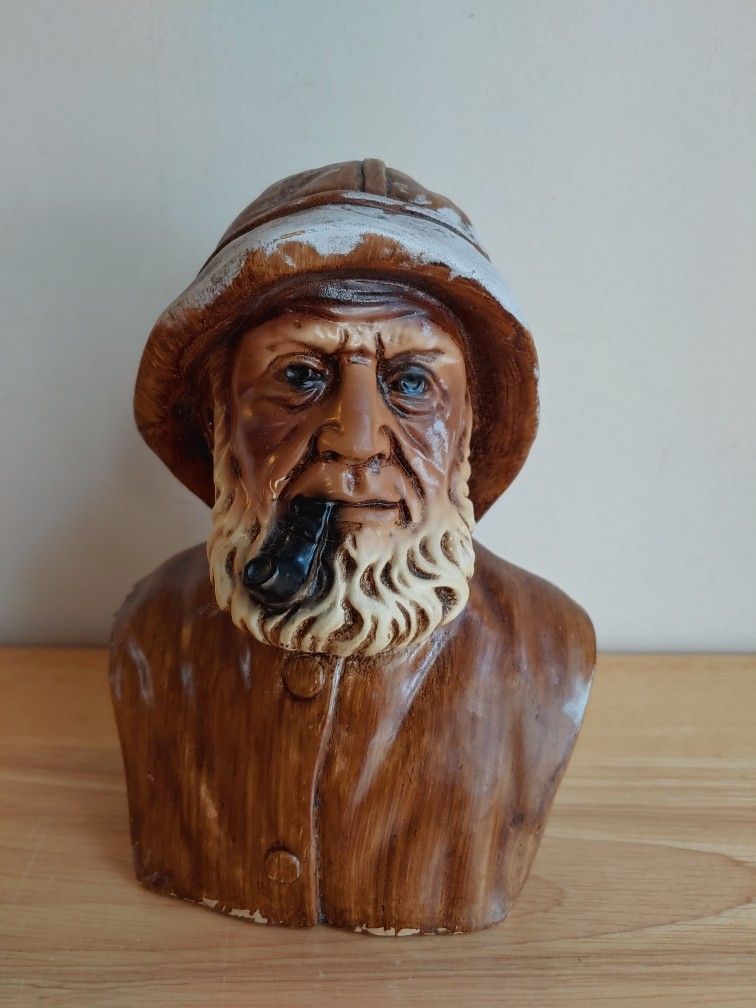 Vintage Fisherman Bust Figure Sea Captain Sailor Pipe Orzeck Nautical