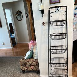 5 Basket Tier Storage Rack Metal Color Bronze