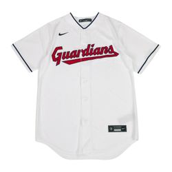 Nike Cleveland Indians Guardians Jersey Mens Small S White Home Script Logo MLB